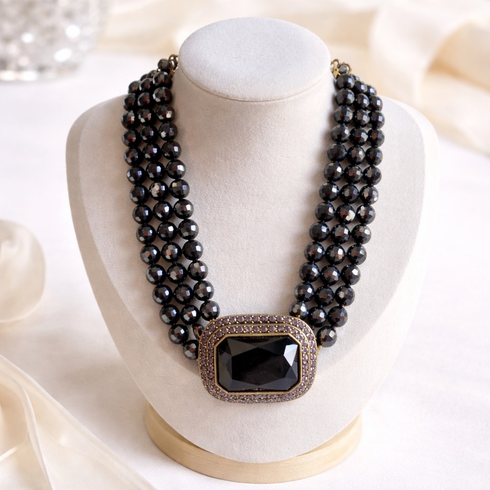 Signed Haudi Daus Triple Strand Necklace